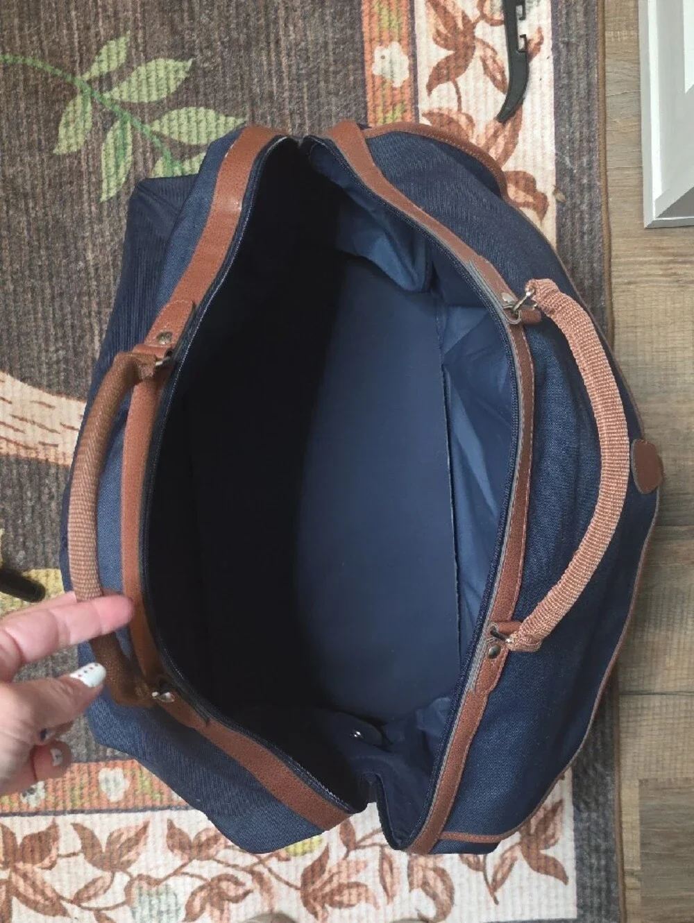 Polo by Ralph Lauren Navy Canvas Duffel with Brown Trim